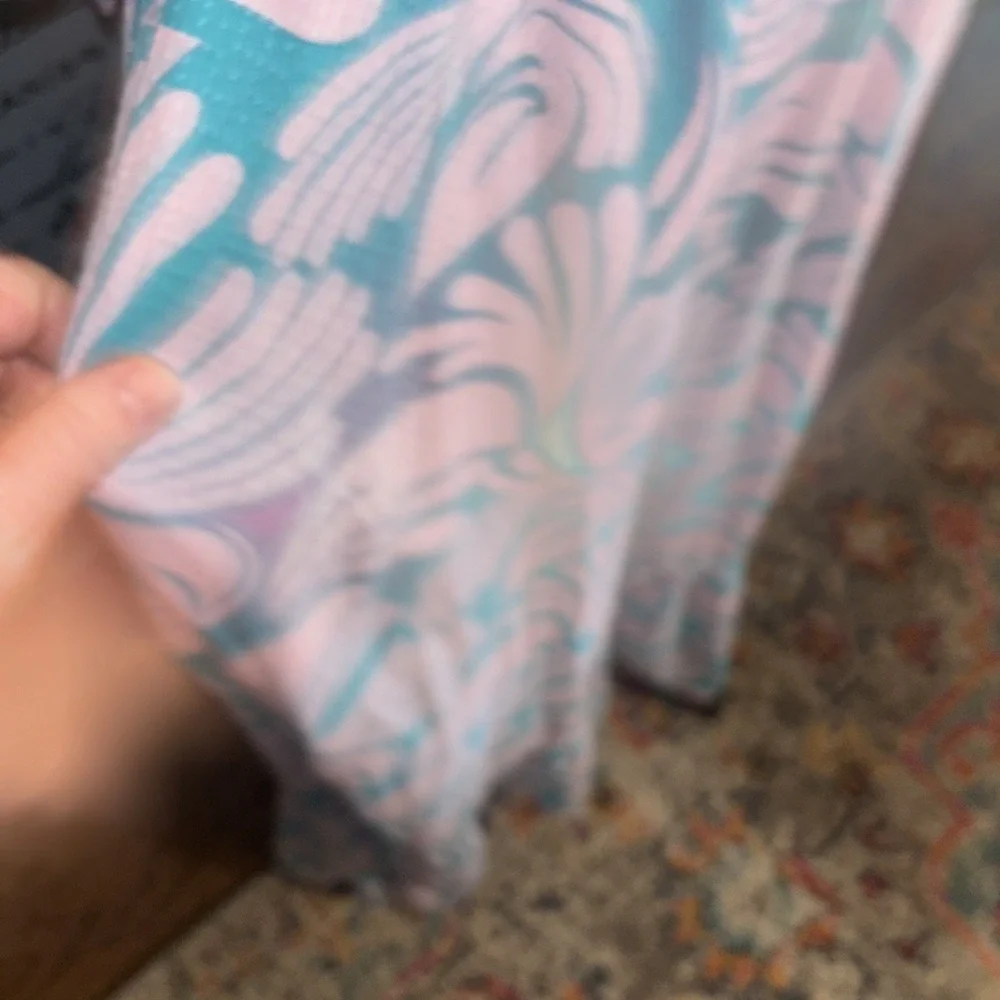 Mary Square Butterfly Sleeve Maxi Dress In Lilac And Teal Sz Medium. Boho.‎